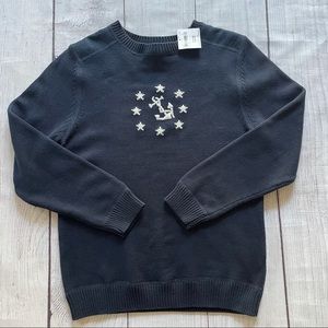 Lands' End Black Crew Neck Sweater with White Anchor Design